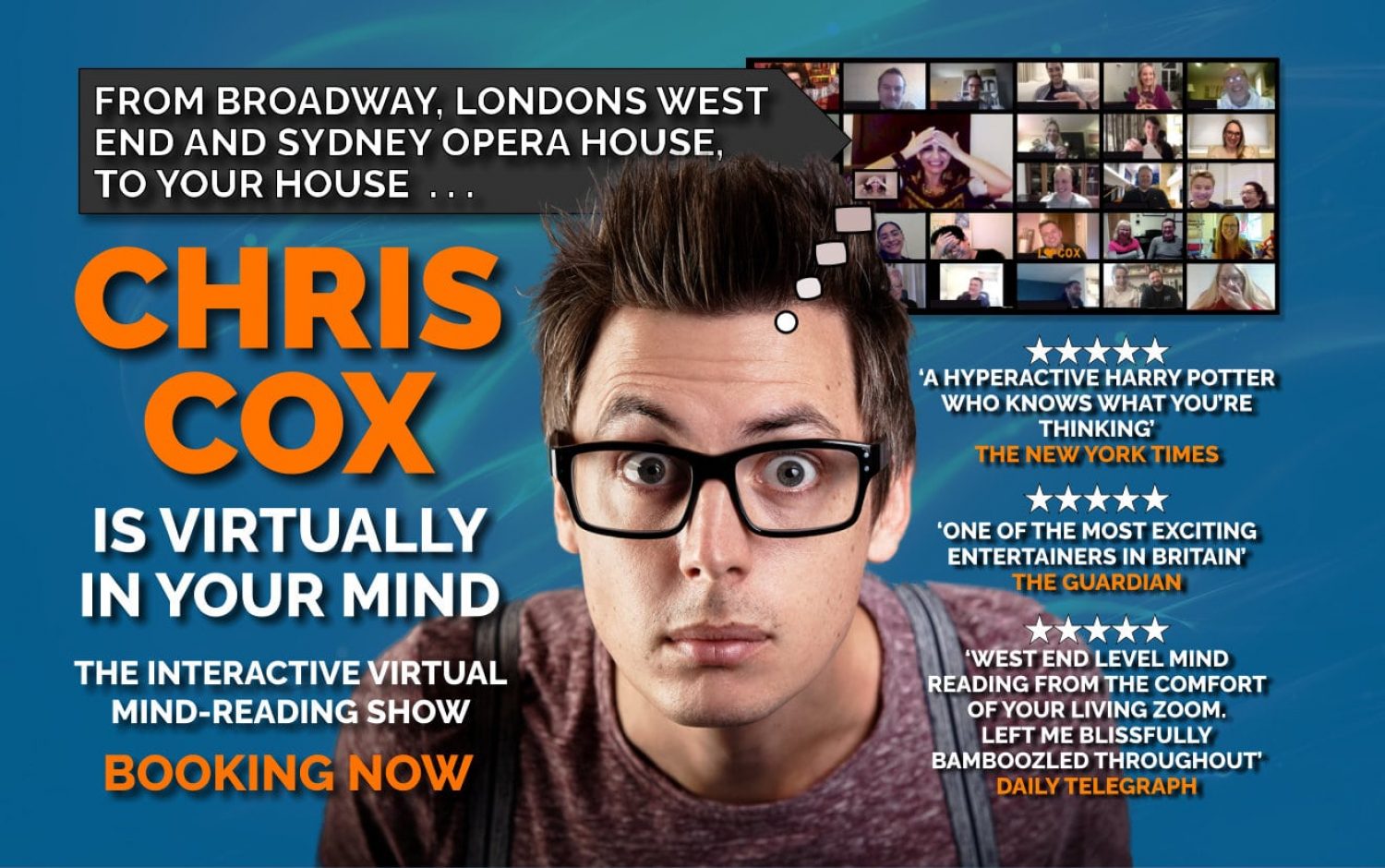 Interactive Digital Mind Reading & Magic Show from Broadway Star Chris Cox